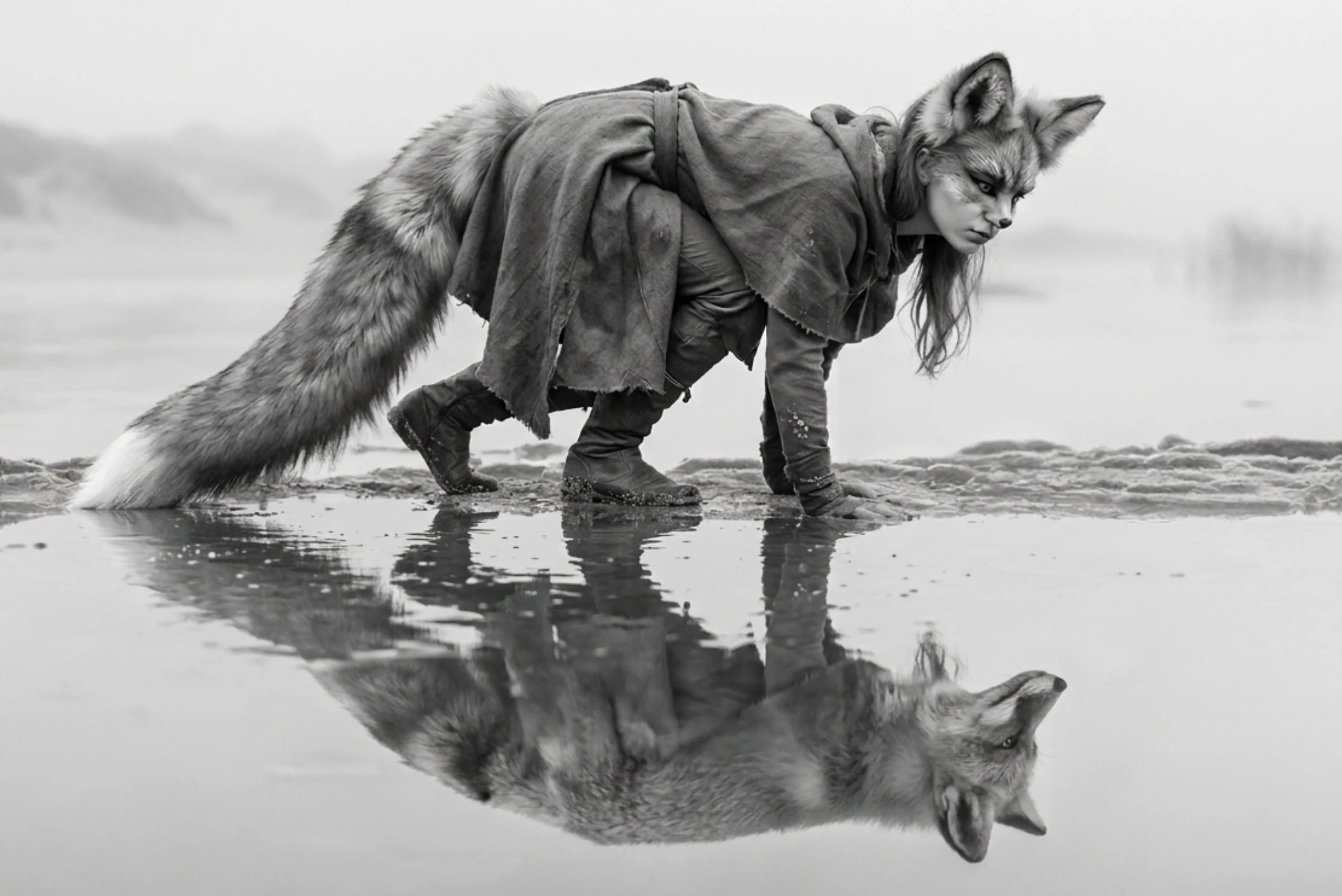 Representación artística de un therian reflejando lo que siente, y ese espíritu animal que sienten dentro